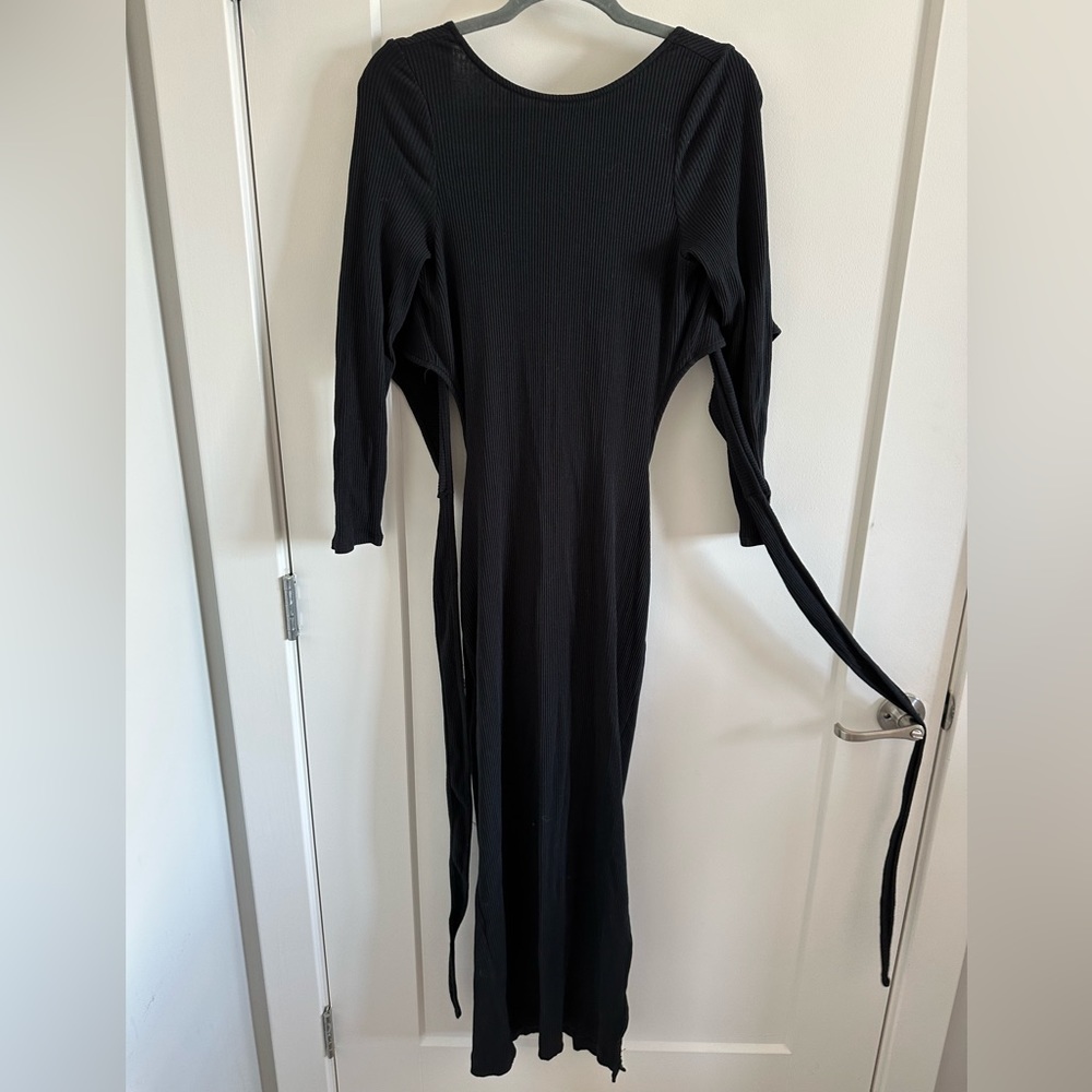 Free people, black maxi wrap dress, size extra-large